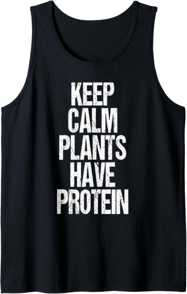 Funny Vegan Keep Calm Vegetarian Gift Fitness Outfit Tank To... - Image 2